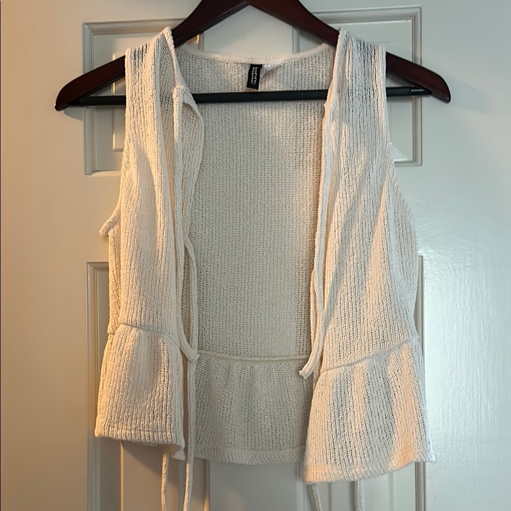 H&M Cream Open-Front Cardigan
